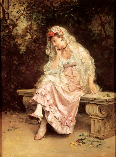 Giovane Donna in un Giardino Dipinto di Raimundo Madrazo (1841-1920). Intorno al 1900. Bilbao, Museo di Belle Arti da Raimundo de Madrazo y Garreta