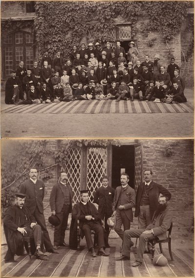 Preside e insegnanti della Bishop Cotton School, Shimla (recto); studenti della classe media e personale della Bishop Cotton School, Shimla (verso) da Raja Deen Dayal