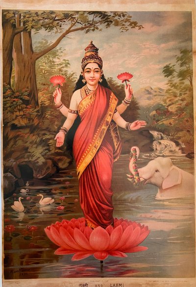 Lakshmi, di Ravi Varma Fine Art Lithographic Press, Bombay, 1894 da Raja Ravi Varma