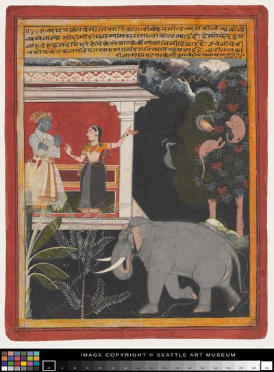 Krishna che riceve Radha, inizio XVIII secolo da Rajput School