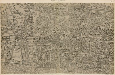 Civitas Londinium, dal rilievo originale nella Biblioteca del Guildhall, dal regno della regina Elisabetta da Ralph Agas
