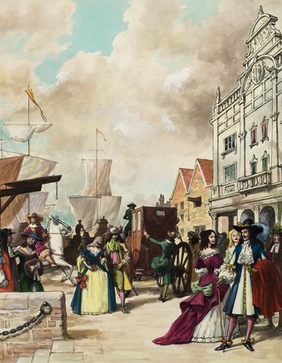 Re Carlo II (1630-85) restaura il teatro (gouache su carta) da Ralph Bruce