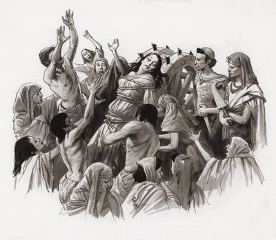 Santa Caterina torturata sulla ruota (gouache su carta) da Ralph Bruce