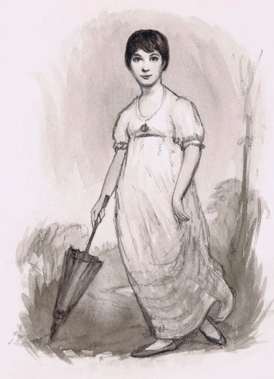 La giovane Jane Austen (matita e acquerello) da Ralph Bruce