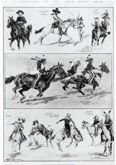 Una prova dello spettacolo del Wild West all