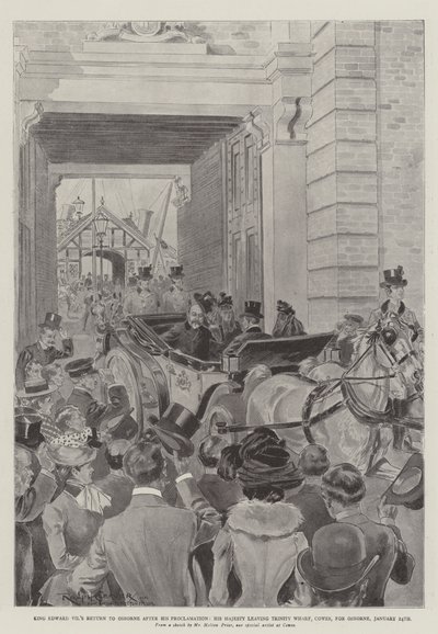 Il Ritorno di Re Edoardo VII a Osborne dopo la sua Proclamazione, Sua Maestà lascia Trinity Wharf, Cowes, per Osborne, 24 gennaio da Ralph Cleaver