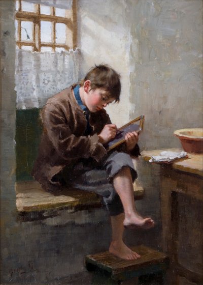 Lezioni a casa, 1887 da Ralph Hedley