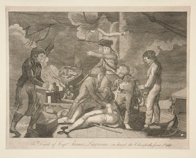 La morte del capitano James Lawrence a bordo del Chesapeake, 1 giugno 1813 da Ralph Rawdon