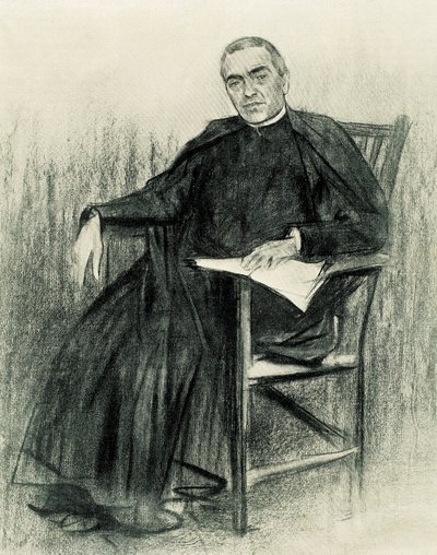 Ritratto del poeta catalano Jacint Verdaguer (1845-1902) da Ramon Casas i Carbo