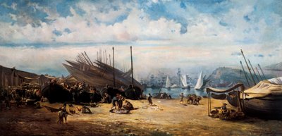 Barceloneta (quartiere centrale di Barcellona). Dipinto di Ramon Marti i Alsina (1826-1894) da Ramón Martí Alsina