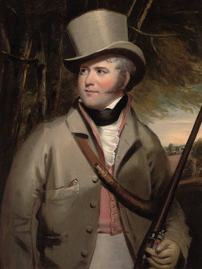Ritratto di un gentiluomo con fucile da caccia in un paesaggio da Ramsay Richard Reinagle