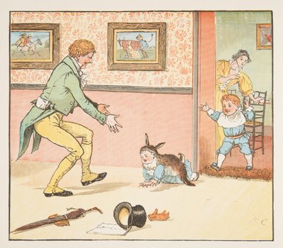 Baby Bunting avvolto nella pelle di coniglio, da The Hey Diddle Diddle Picture Book, pub.1882 da Randolph Caldecott