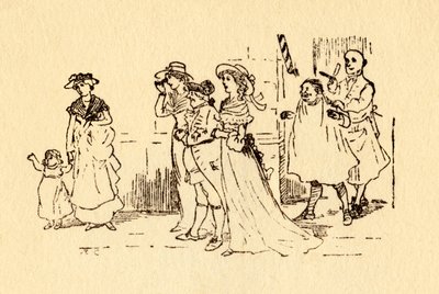 Spettatori guardano mentre John Gilpin galoppa da Randolph Caldecott