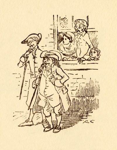 Spettatori guardano mentre John Gilpin galoppa da Randolph Caldecott