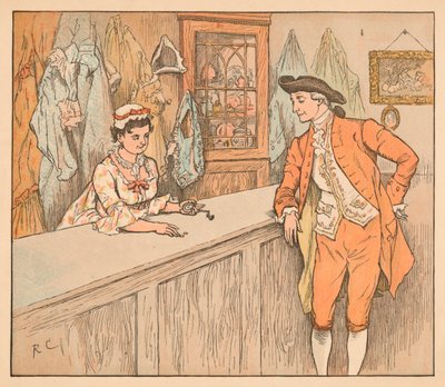 Cliente in un banco dei pegni, c1885, 1934 da Randolph Caldecott