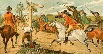 John Gilpin sul suo cavallo imbizzarrito inseguito dai passanti, 1878, c1918 da Randolph Caldecott