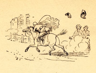 Il cavallo di John Gilpin scappa, e il suo cappello e la sua parrucca volano via da Randolph Caldecott