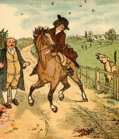 Il cavallo di John Gilpin è allarmato da un asino, 1878, c1918 da Randolph Caldecott