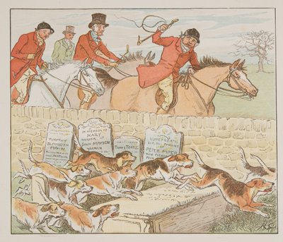 Ora il parroco aveva una coppia da sposare mentre i cani entravano in vista, da The Hey Diddle Diddle Picture Book, pub.1882 da Randolph Caldecott