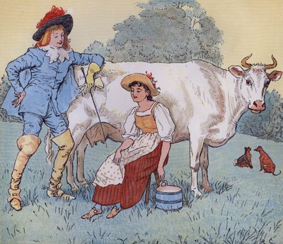 Mi Sposerai, Mia Bella Fanciulla? Illustrazione di Randolph Caldecott per la Filastrocca La Lattaia. da Randolph Caldecott