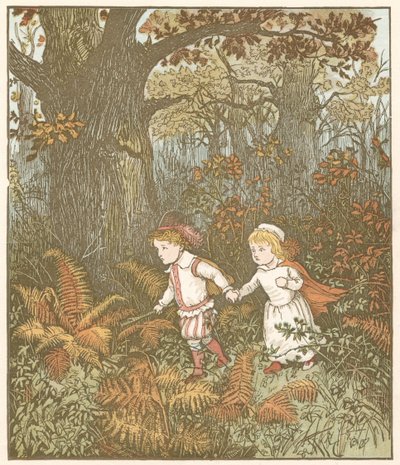 I bambini nella foresta. Illustrazione di Randolph Caldecott da Randolph Caldecott