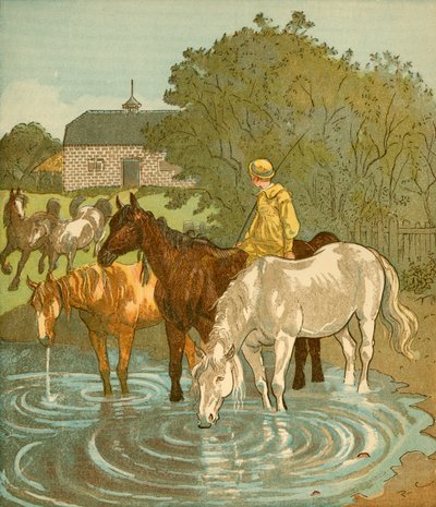 Il Ragazzo Contadino che annaffia i cavalli, c1881 da Randolph Caldecott
