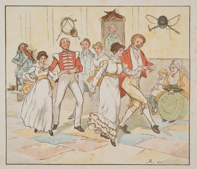 Il soldato e la sua sposa, da The Hey Diddle Diddle Picture Book, pub.1882 da Randolph Caldecott