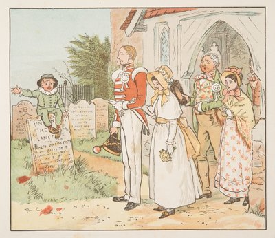 Il soldato e la sua sposa, da The Hey Diddle Diddle Picture Book, pub.1882 da Randolph Caldecott