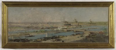 Schizzo per la sala del consiglio del municipio di Alfortville: Vista di Alfortville dalle alture di Charenton da Raoul Joseph Arus