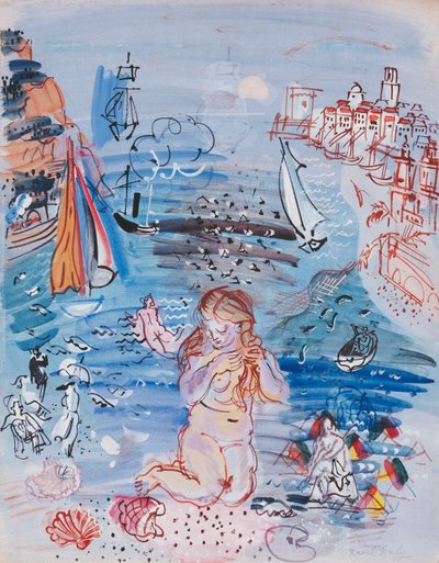 Anfitrite nel porto di Marsiglia; Amphitrite dans le Port de Marseille, 1927-30 circa (acquerello e gouache su carta appoggiata su cartoncino spesso) da Raoul Dufy