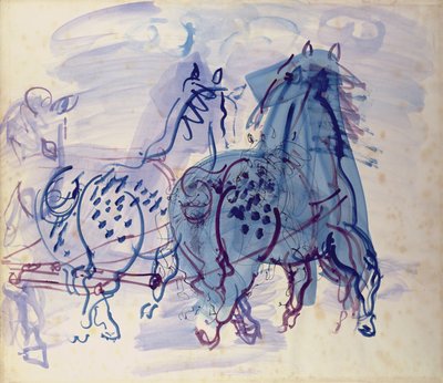 Cavalli da tiro blu (gouache su carta) da Raoul Dufy
