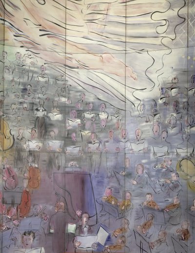 La Fee Electricite, particolare del lato sinistro raffigurante i cantanti da Raoul Dufy
