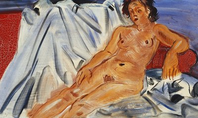 Nudo reclinato su divano rosso; Nu Couche sur Canape Rouge da Raoul Dufy