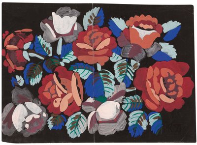 Rose rosse e rosa (gouache su carta nera) da Raoul Dufy