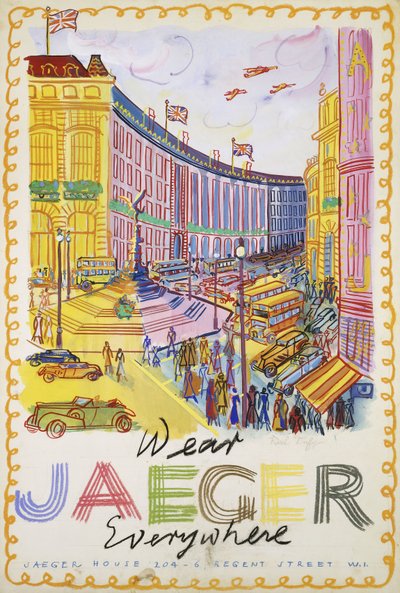 Regent Street, 1936 circa (gouache su carta) da Raoul Dufy