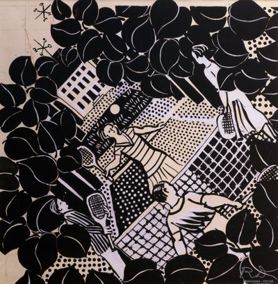 Tennis (penna e inchiostro e gouache su carta) da Raoul Dufy
