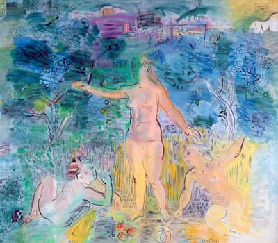 Il corso della Senna: Da Rouen a Le Havre, pannello sinistro di un trittico (olio su tela) da Raoul Dufy