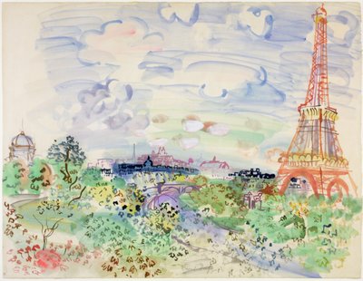 La Torre Eiffel, 1935 circa (acquerello e matita su carta) da Raoul Dufy