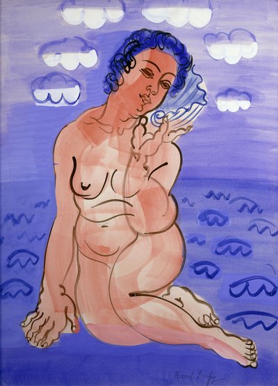 Venere con conchiglia; Venere a la Coquille, 1925-1930 circa (acquerello e gouache a matita su carta) da Raoul Dufy