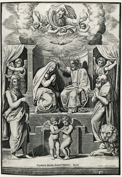 Incoronazione della Vergine in presenza di San Giovanni Battista e San Girolamo da Raphael (1483 1520) (after)