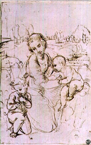 Studio di una Madonna con Bambino e il piccolo San Giovanni Battista da Raphael