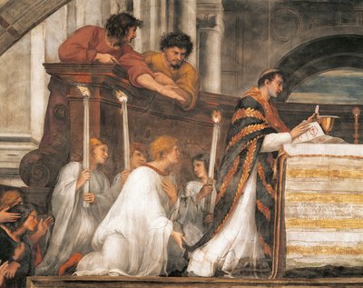 Il miracolo eucaristico, (dettaglio) da Raphael (1483 1520)