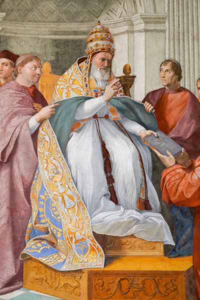 Virtù teologali, con Gregorio IX raffigurato come Giulio II da Raphael