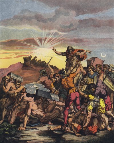 Giosuè comanda al Sole di fermarsi nella Battaglia di Gabaon durante la conquista di Canaan da parte degli Israeliti da after Raphael