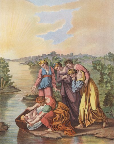 Mosè è salvato dalle acque del Nilo da after Raphael