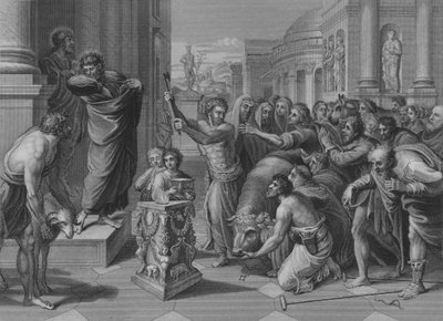 Paolo e Barnaba a Listra, Atti 14, Versetti 8-19 (incisione) da after Raphael