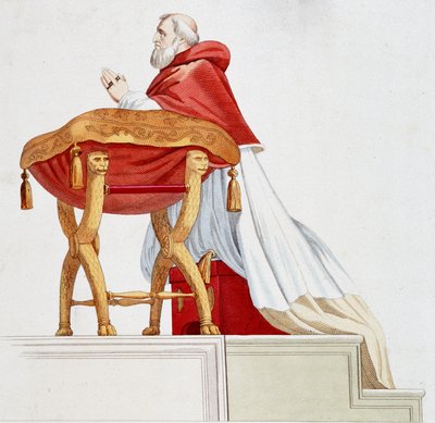 Ritratto di Papa Giulio II in preghiera. Incisione da un dipinto di Raffaello (Raffaello Sanzio) da after Raphael
