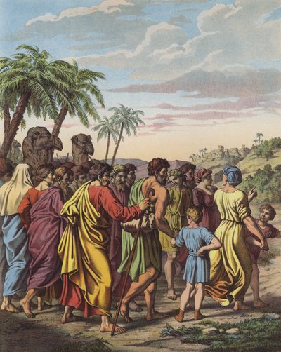 Ritorno degli Israeliti dalla loro cattività a Babilonia (litografia a colori) da after Raphael
