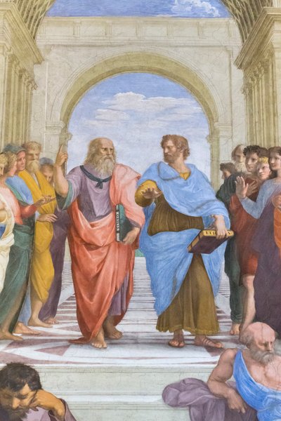 Aristotele e Platone: dettaglio dalla Scuola di Atene nella Stanza della Segnatura da Raphael (1483 1520)
