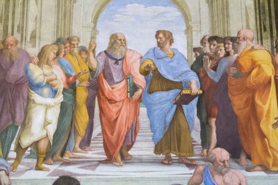 Aristotele e Platone: (dettaglio) dalla Scuola di Atene nella Stanza della Segnatura da Raphael (1483 1520)
